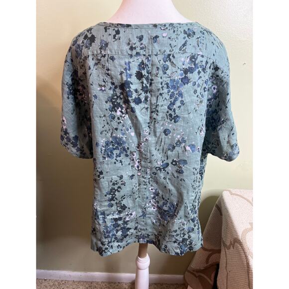 Poetry linen flowy floral water color blouse, size 16 - Picture 10 of 11